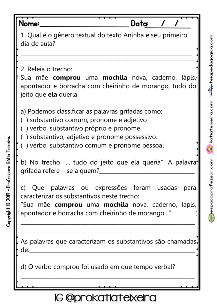 Língua Portuguesa 4º ANO BNCC EF35LP05 EF35LP03 EF04LP06