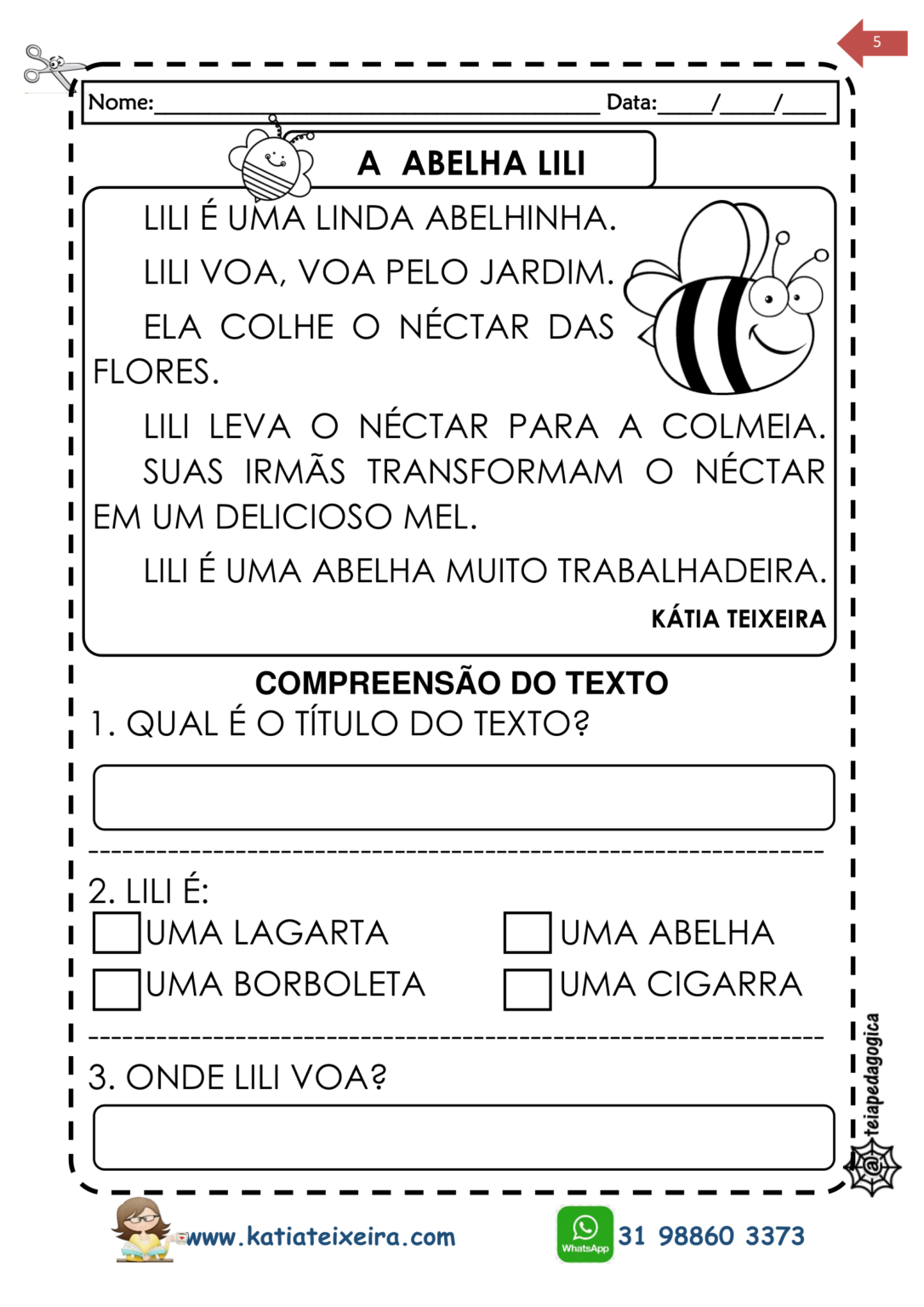 Atividades Leitura E Compreens O De Textos Para O Fundamental