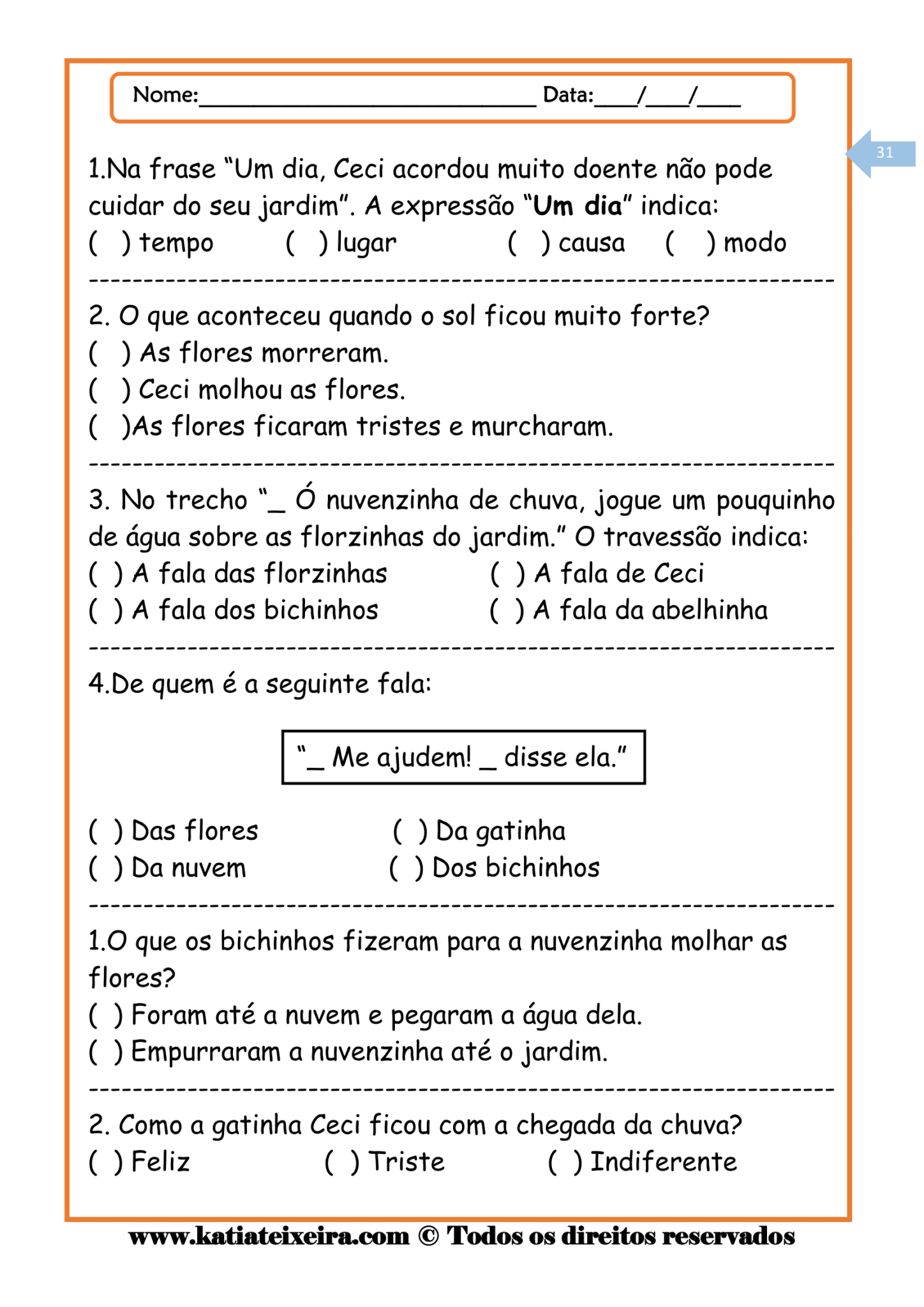 Atividade De Portugu S Ano Leitura E Interpreta O O Jardim De Ceci