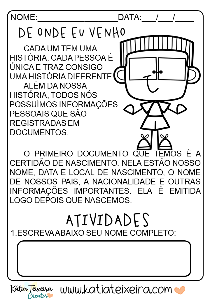 Atividades De Hist Ria Ano Em Pdf De Onde Eu Venho