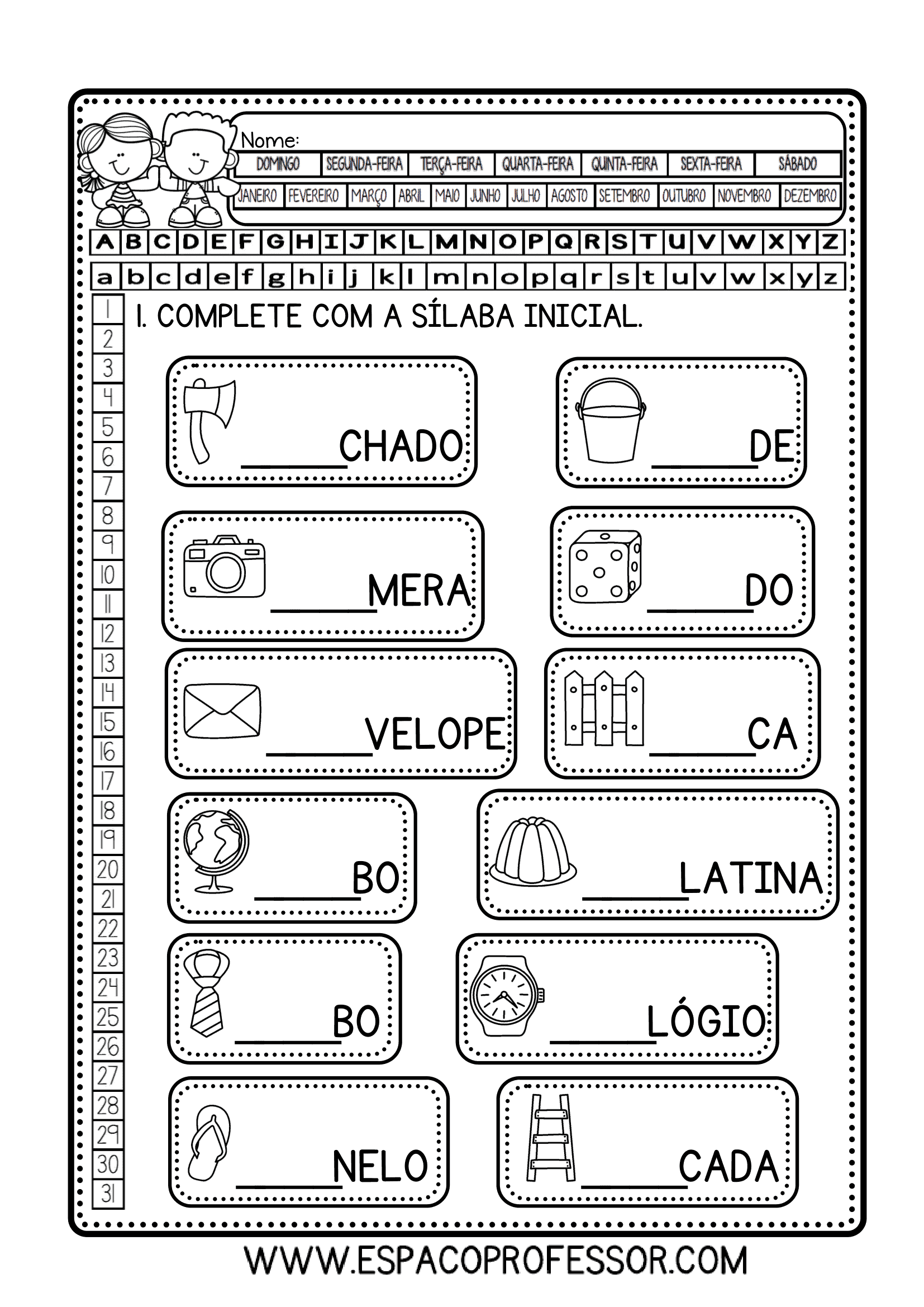 Clube Pedagógico - Coleção Alfabetização com 96 páginas de atividades de A  a Z. São atividades de alfabetização: sílaba inicial, formação de sílabas e  palavras, escrita de palavras. Para adquirir acesse o