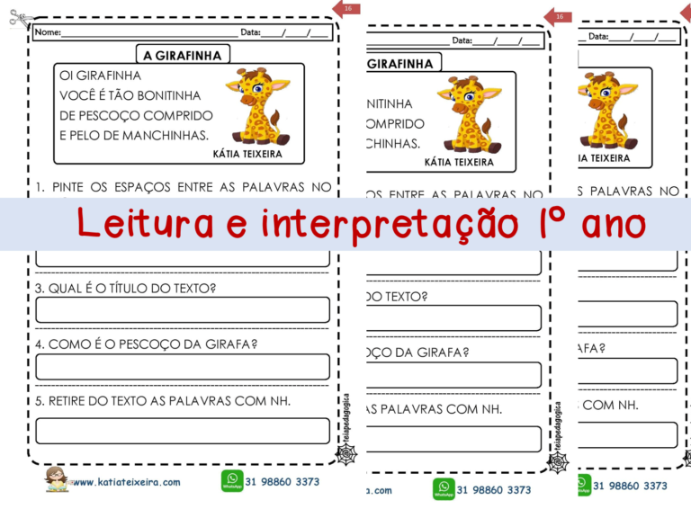 Texto A girafinha com interpretação 1ºano