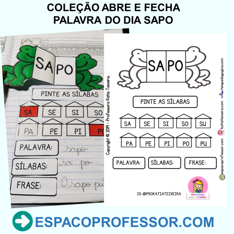 Alfabetização palavra sapo: sílabas, palavra e frase