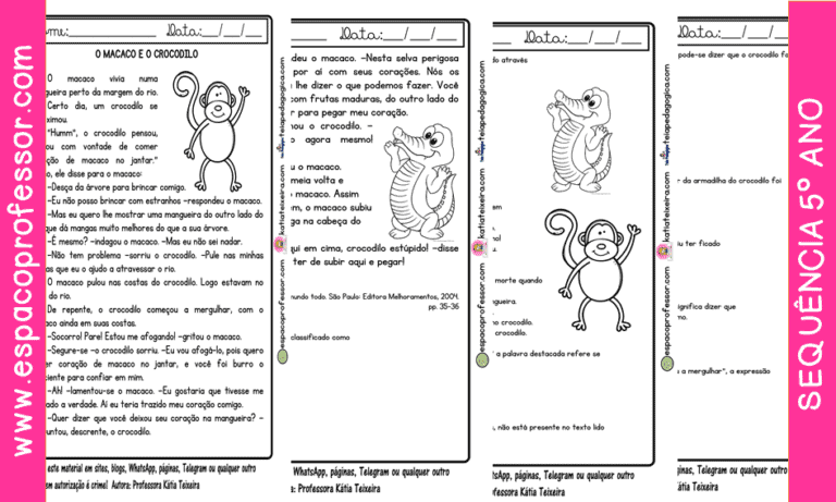 Sequência O macaco e o crocodilo 5º ano