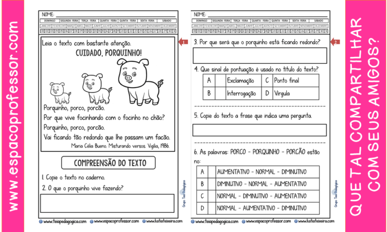 Cuidado porquinho: Leitura e compreensão