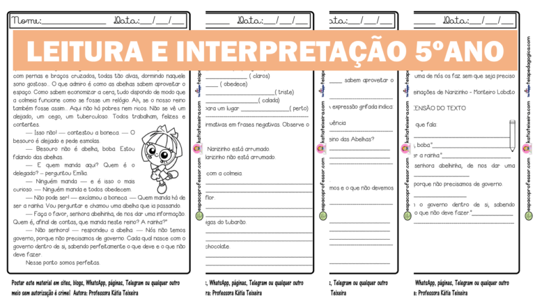 Atividades de Leitura e compreensão 5º ano