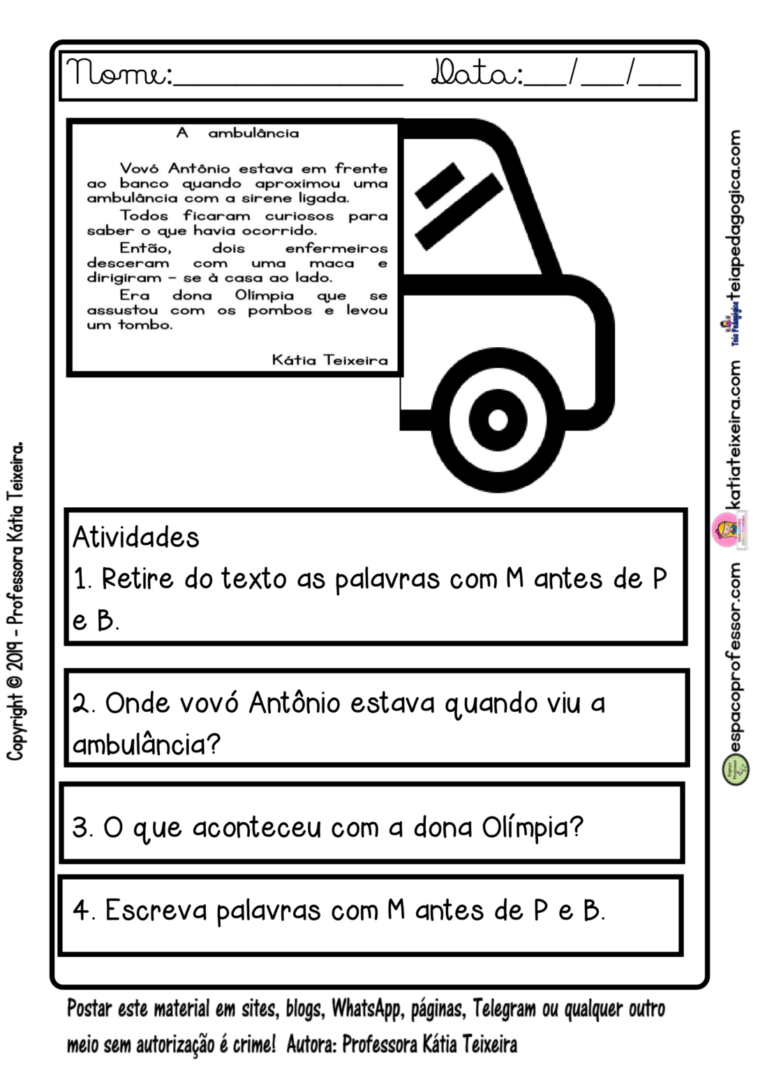 Atividade M Antes De P E B - ENSINO