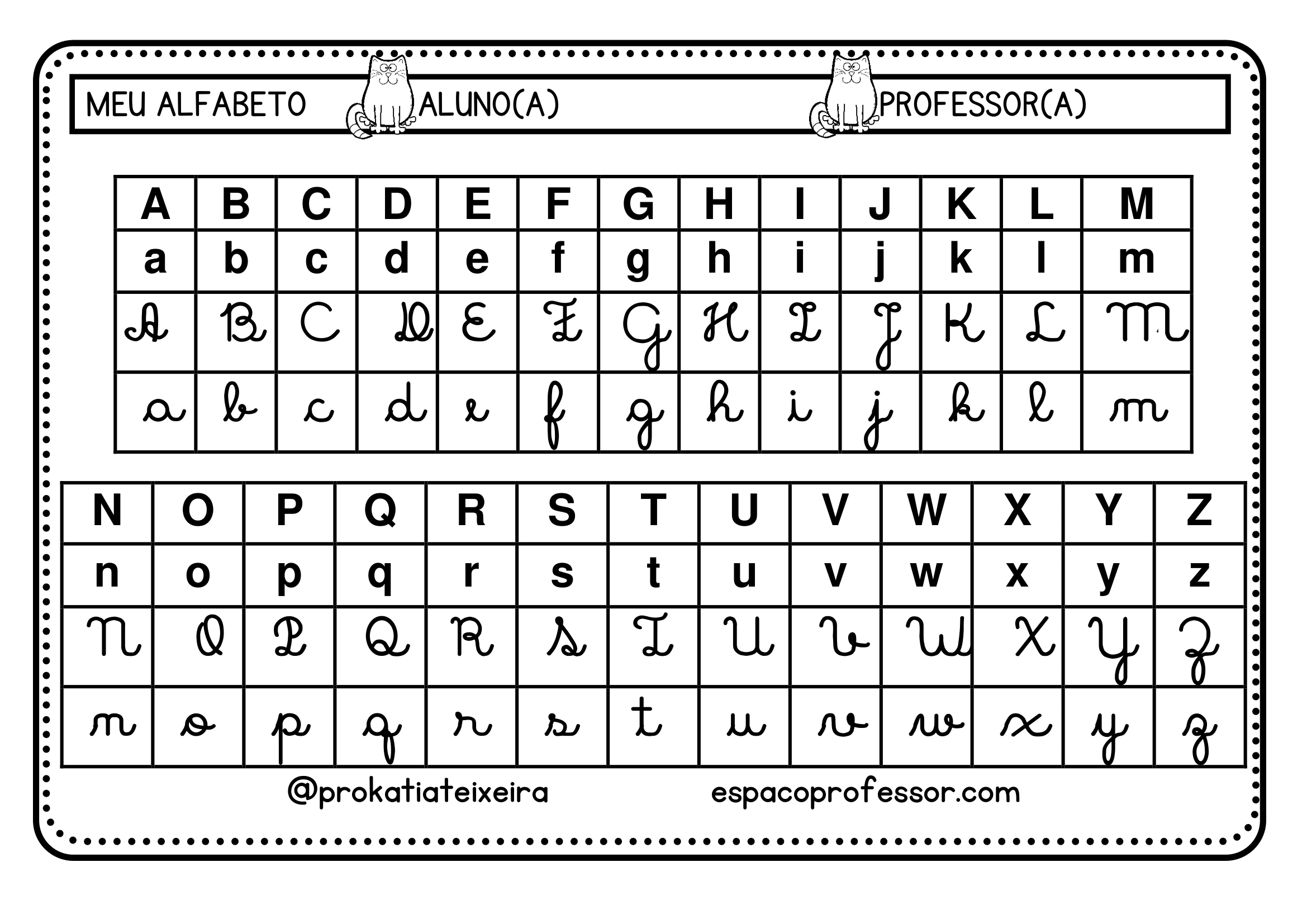 Ficha De Mesa Com Os 4 Tipos De Letras. Para Baixar