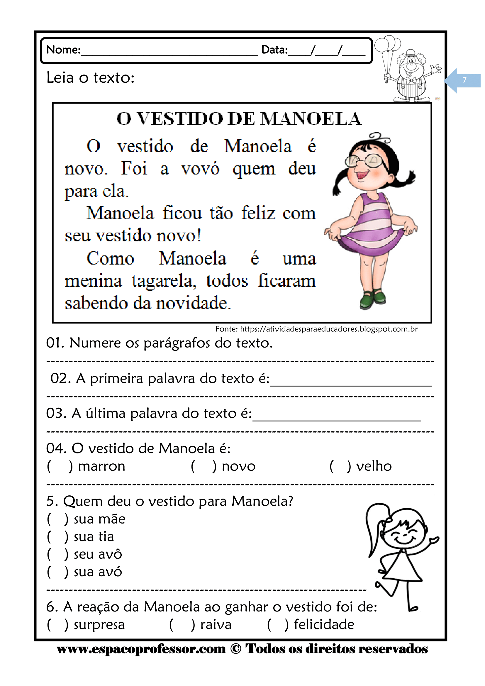 Texto Para Leitura 2 Ano Com Interpretação - EDULEARN