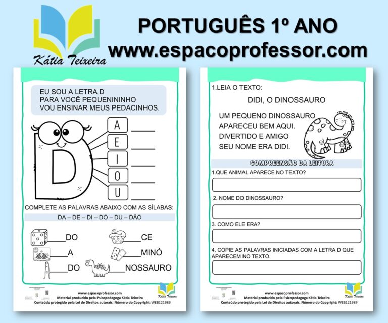 Atividades de português 1º ano- alfabetização letra D