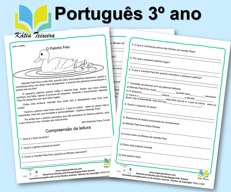 Atividade de português 3º ano: Leitura O Patinho Feio