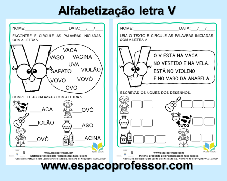 Atividades 1ºano- Atividades De Alfabetização Letra V