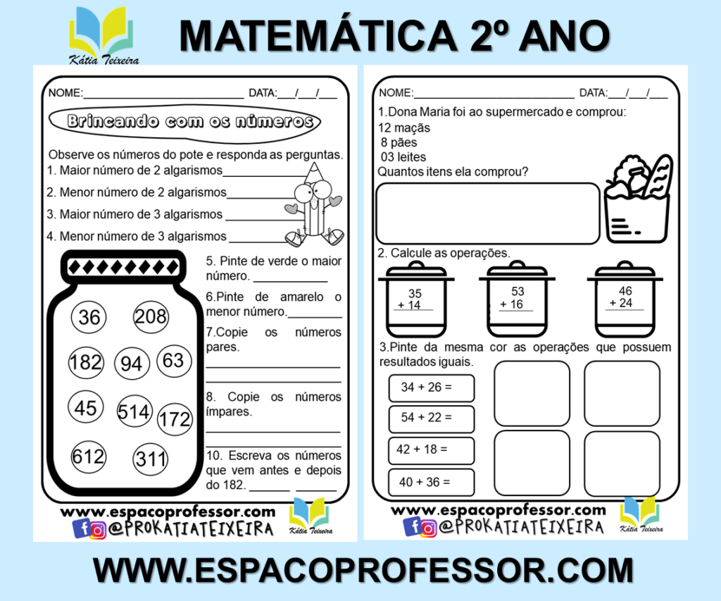 Atividades 2º ano alfabetização matemática prontas para imprimir