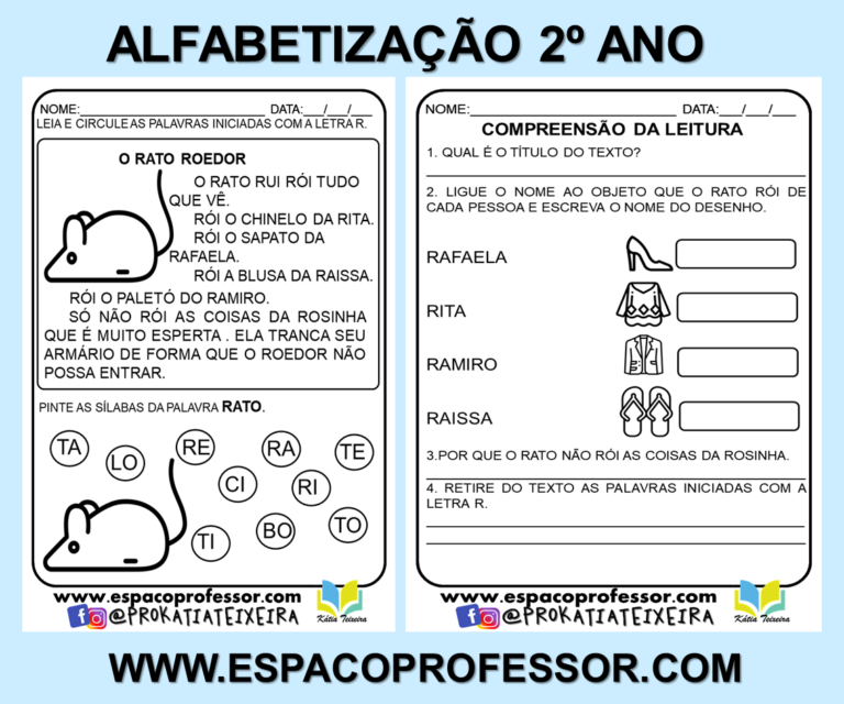 Atividades de alfabetização 2º ano para imprimir - texto alfabetização