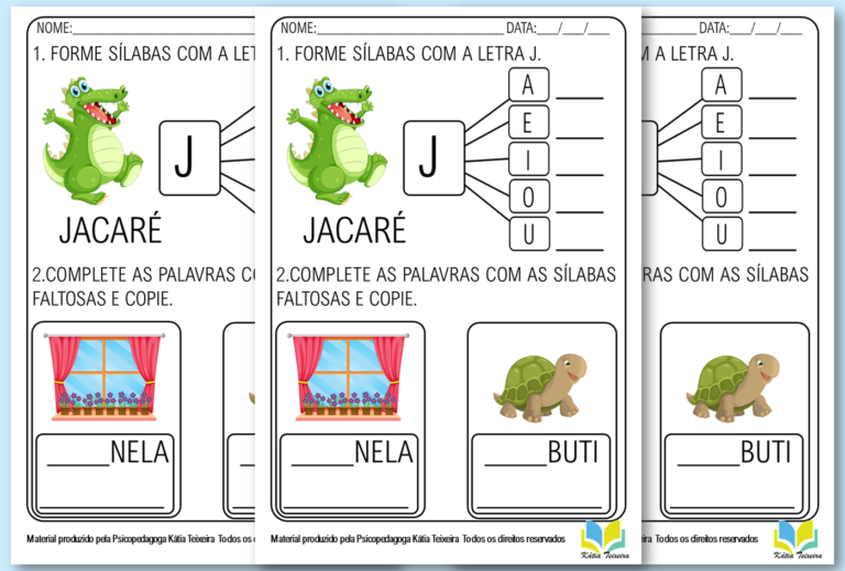 Atividades De Alfabetização Letra J Em PDF pronta para imprimir