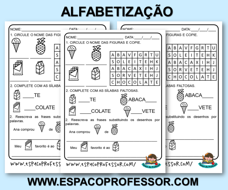 Atividade de alfabetização em pdf para baixar-caça-palavras, sílabas, frases