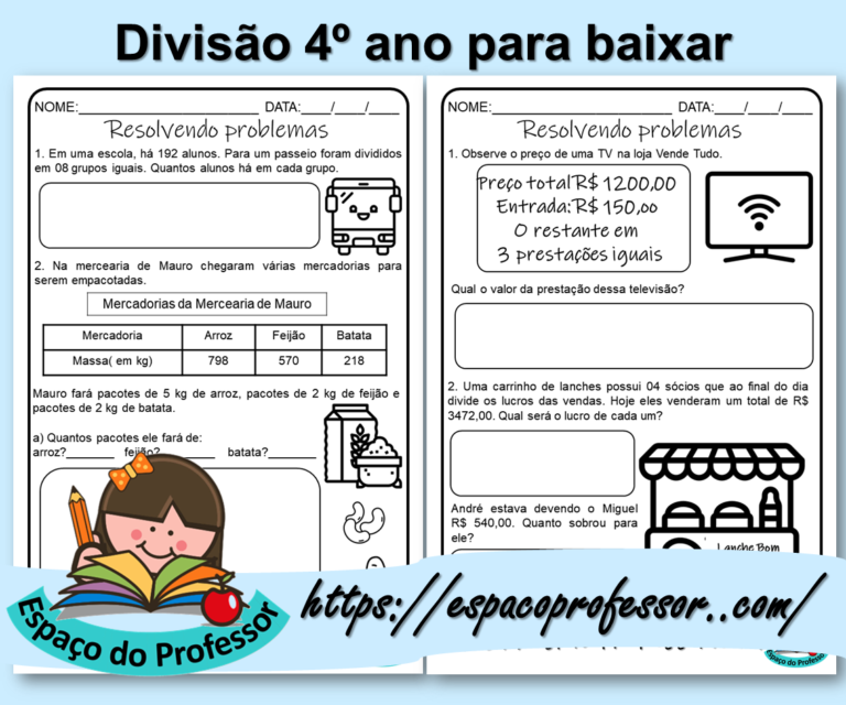 Atividades de matemática divisão 4º ano