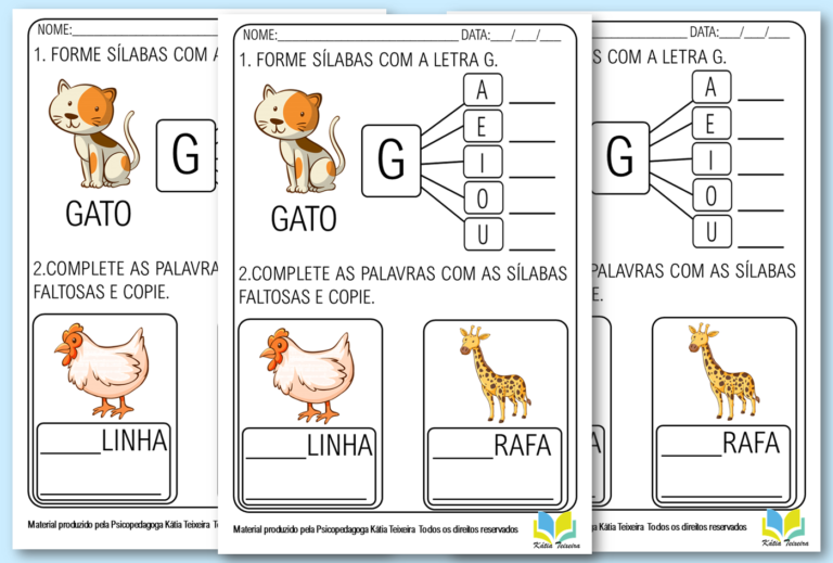 Atividades de alfabetização letra G em PDF para baixar