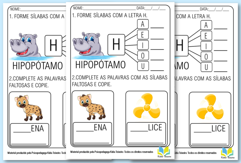 Atividade de alfabetização letra H em PDF pronta para imprimir