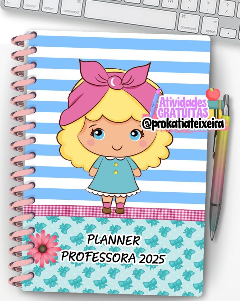 Planner professor mascotinha loirinha em PDF para imprimir