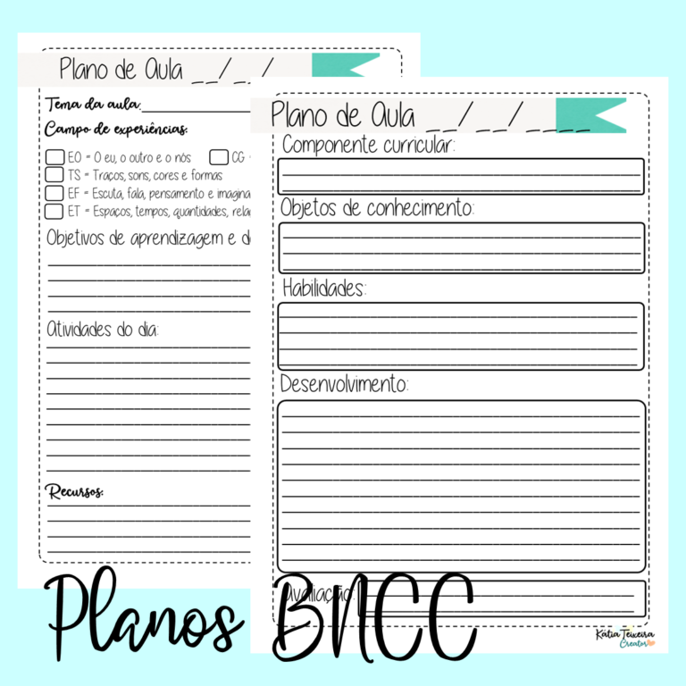 Ficha para planos de aula de acordo com a BNCC