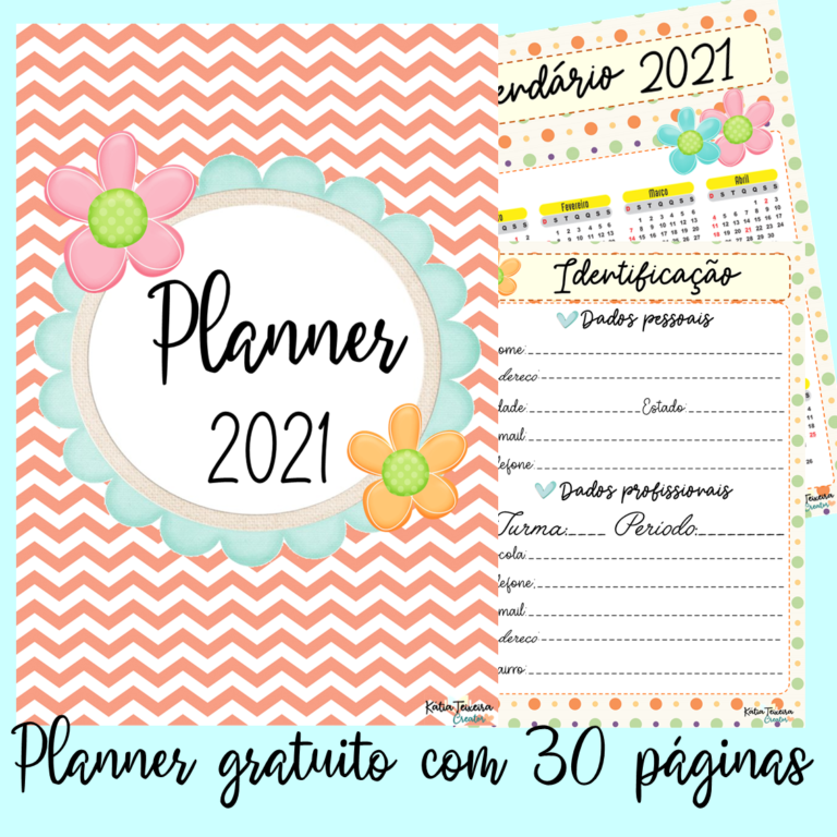 Planner para professor Flores em PDF grátis