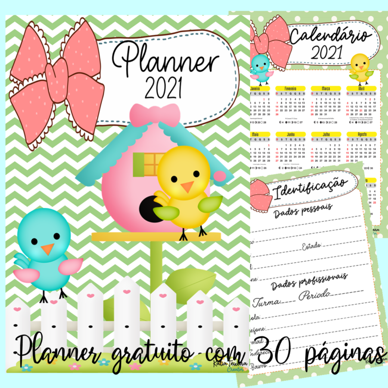 Planner grátis em Pdf para imprimir tema passarinhos