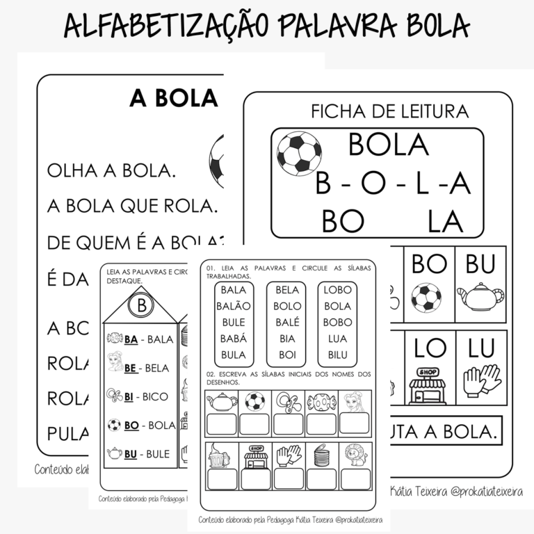 Atividades de alfabetização palavra geradora bola em pdf