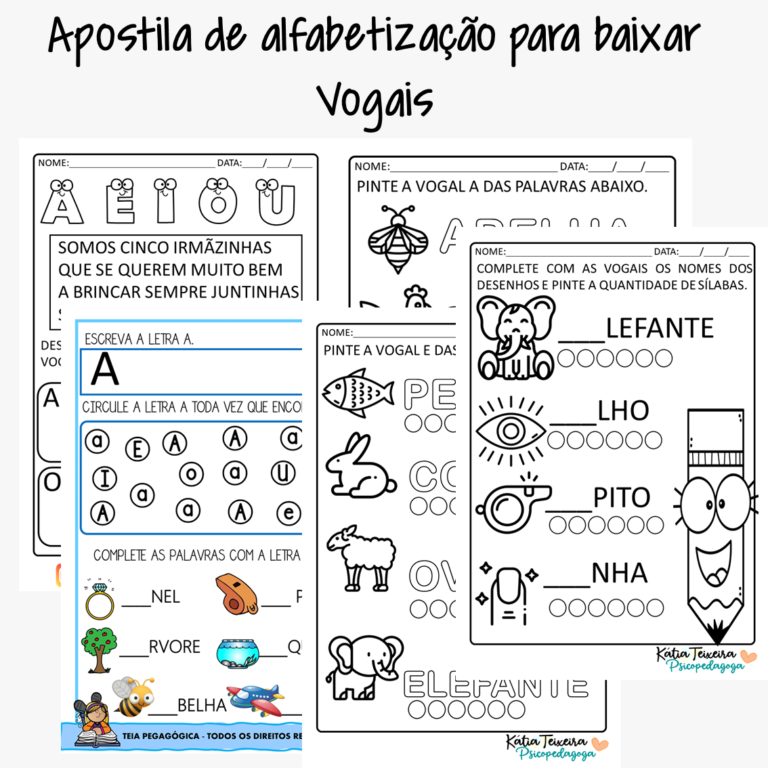 Atividades de alfabetização- apostila de atividades vogais