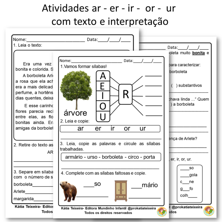 Atividade AR ER IR OR UR Com Texto E Interpretação