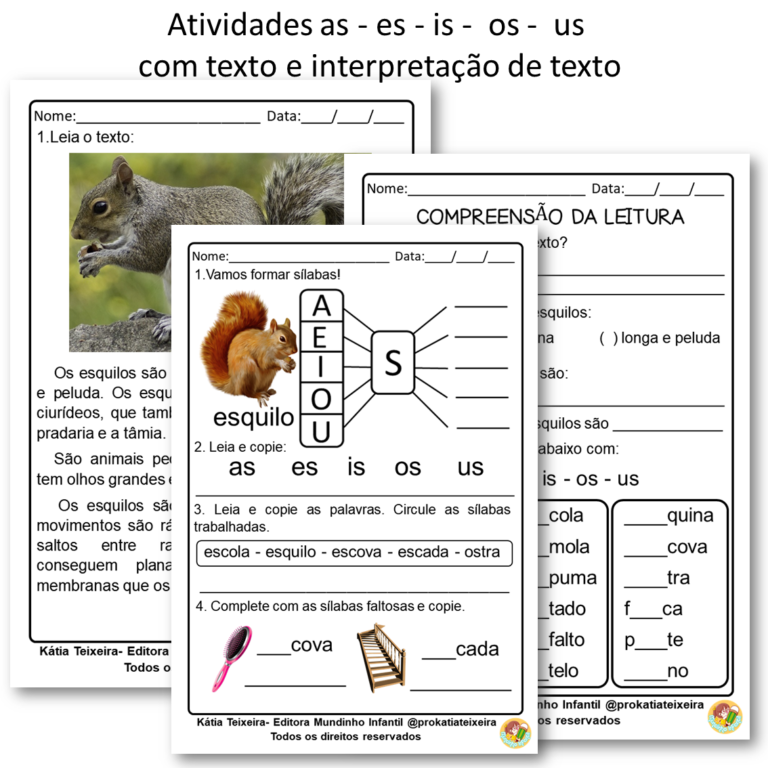 Atividade AS ES IS OS US com texto e interpretação