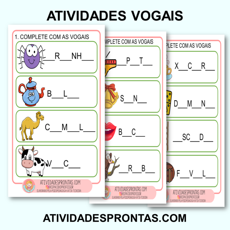 Atividades de Alfabetização vogais em PDF