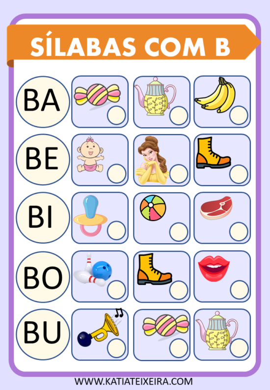 Atividades De Alfabetização Sílabas Para Imprimir-Sílabas Com B