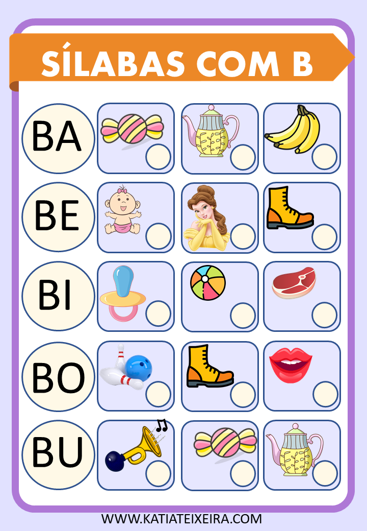 Atividades De Alfabetização Sílabas Para Imprimir-Sílabas Com B
