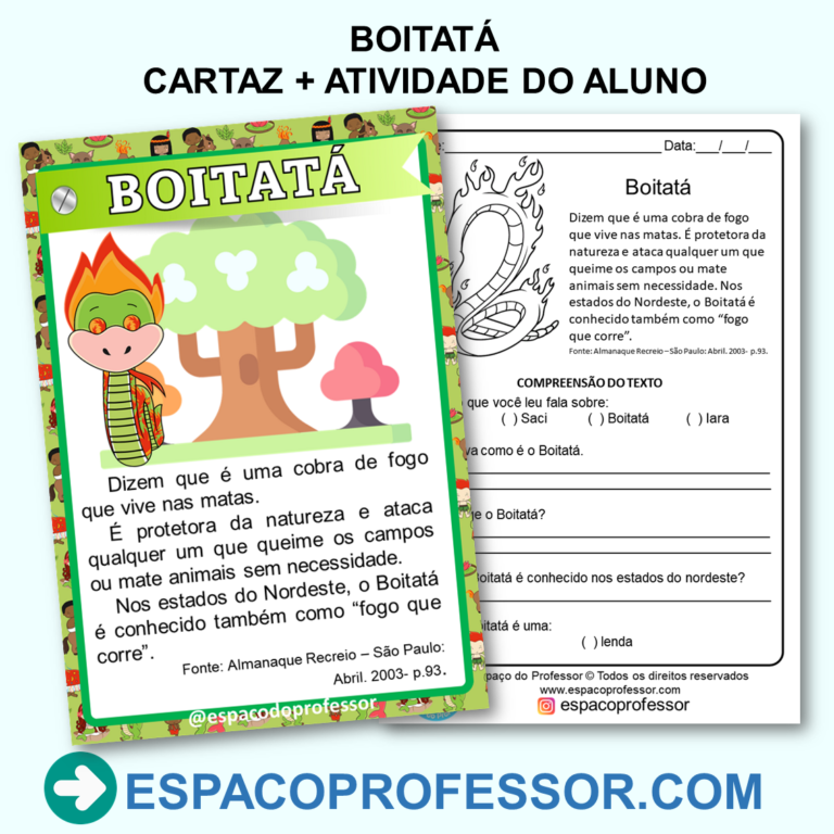 Lenda Boitatá atividade do aluno + cartaz para o professor