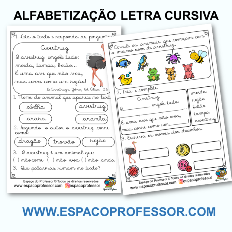 Atividades de Alfabetização 2º ano letra cursiva PDF