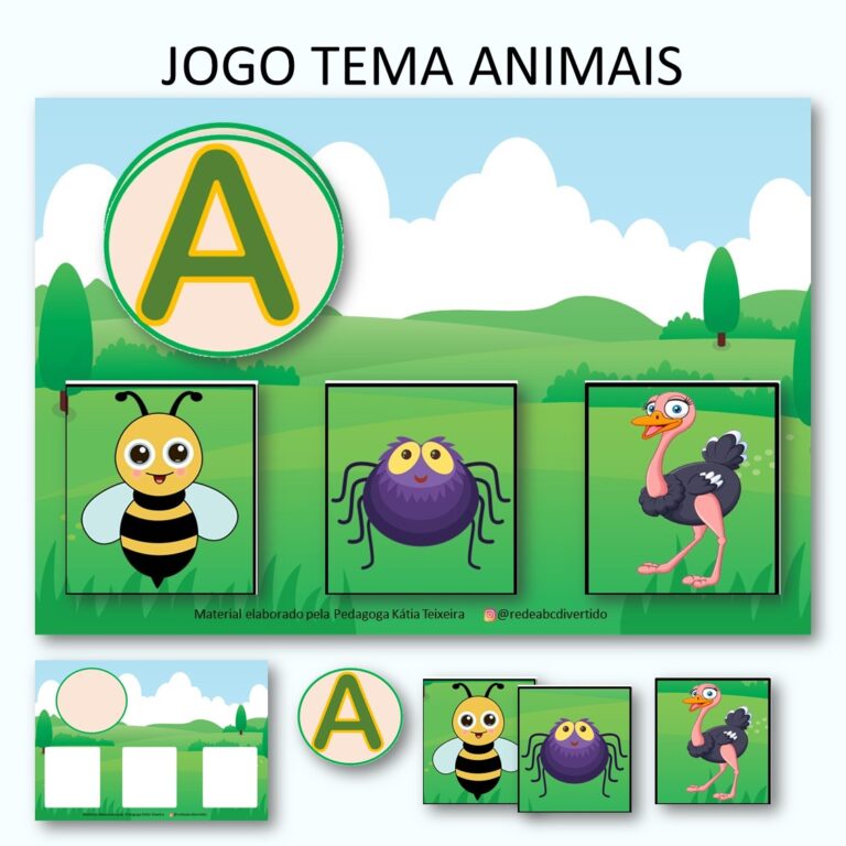 Jogo trabalhar os fonemas com o tema animais