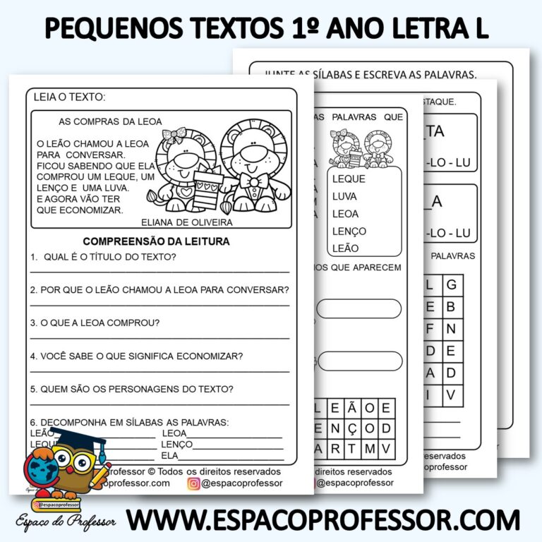 Atividades De Alfabetização Com Pequeno Texto Em PDF Letra L