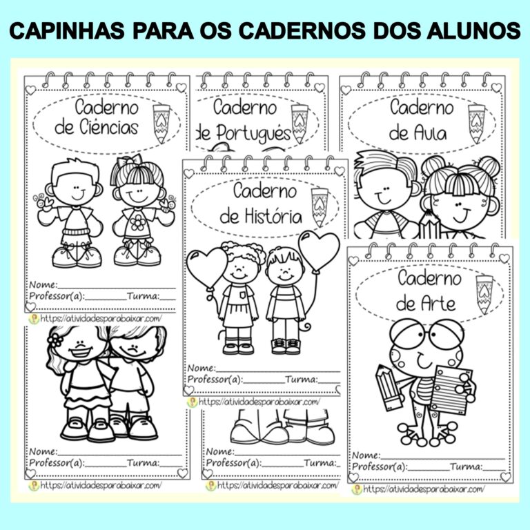 Capinhas para cadernos dos alunos colorir em PDF