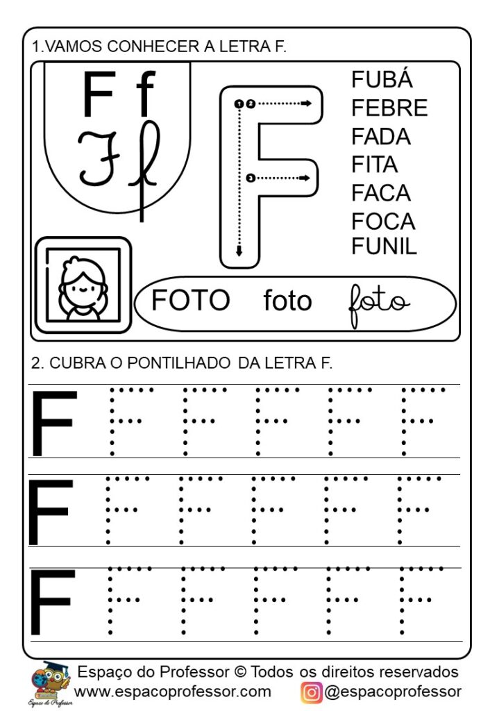 Atividades para educação infantil atividade letra F