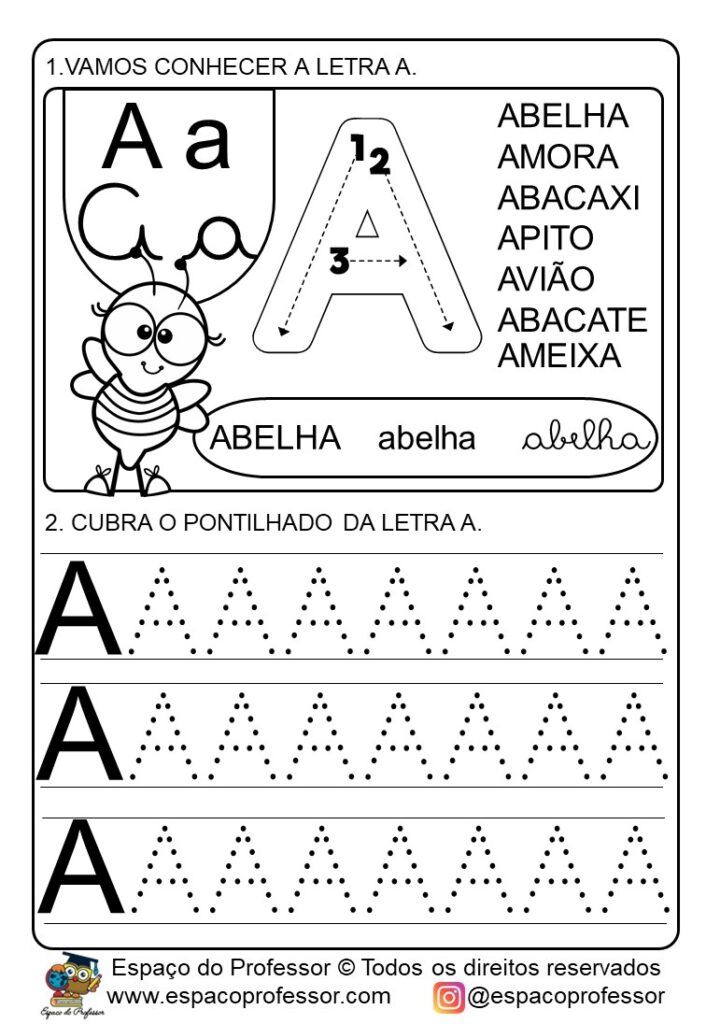 Atividades para educação infantil atividade letra A em PDF