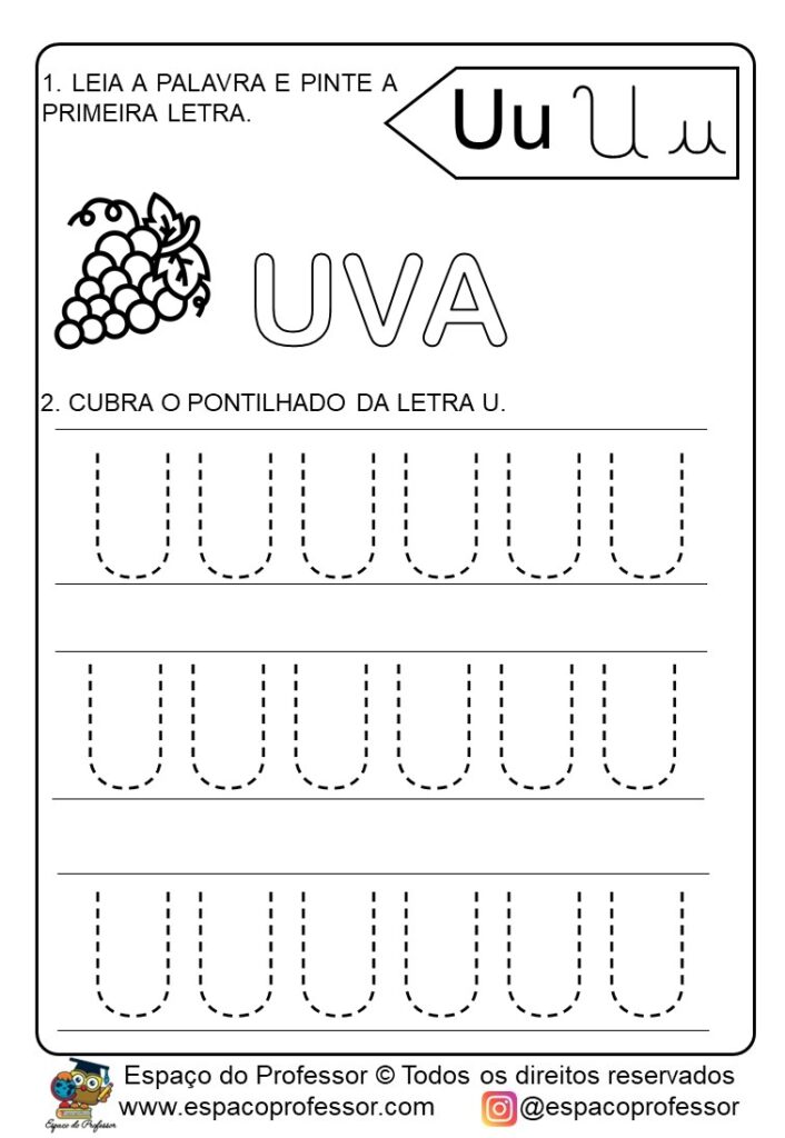 Atividades para educação infantil: atividade letra U