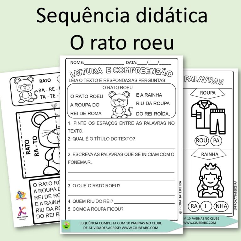 Sequência didática para alfabetização O rato roeu