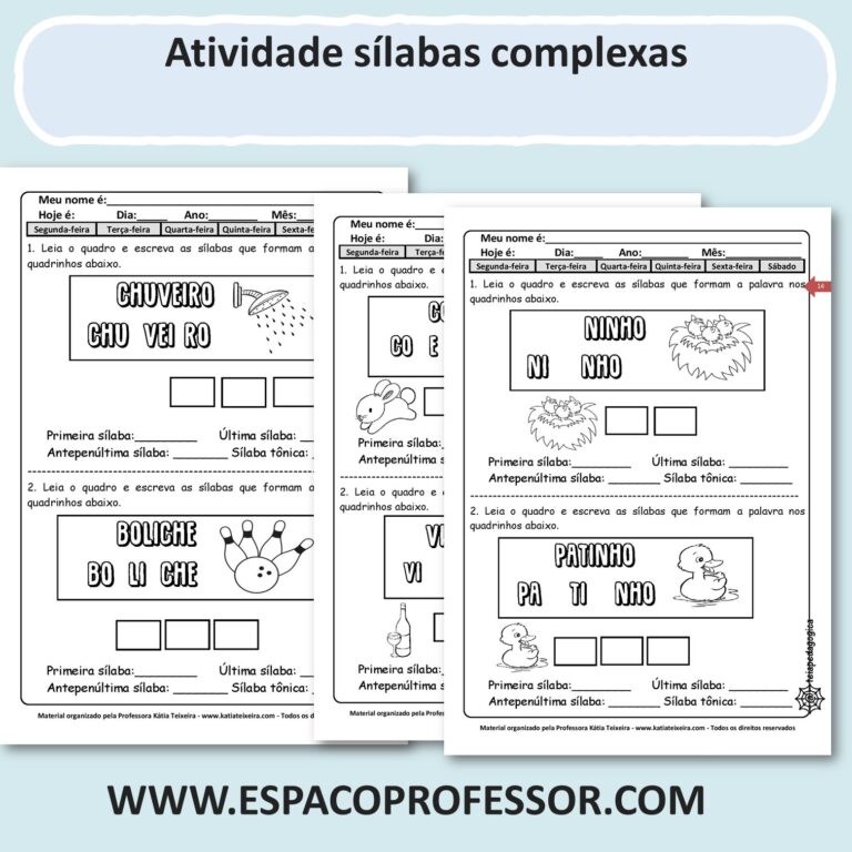 Atividades de alfabetização 2º ano – Atividades sílabas complexas