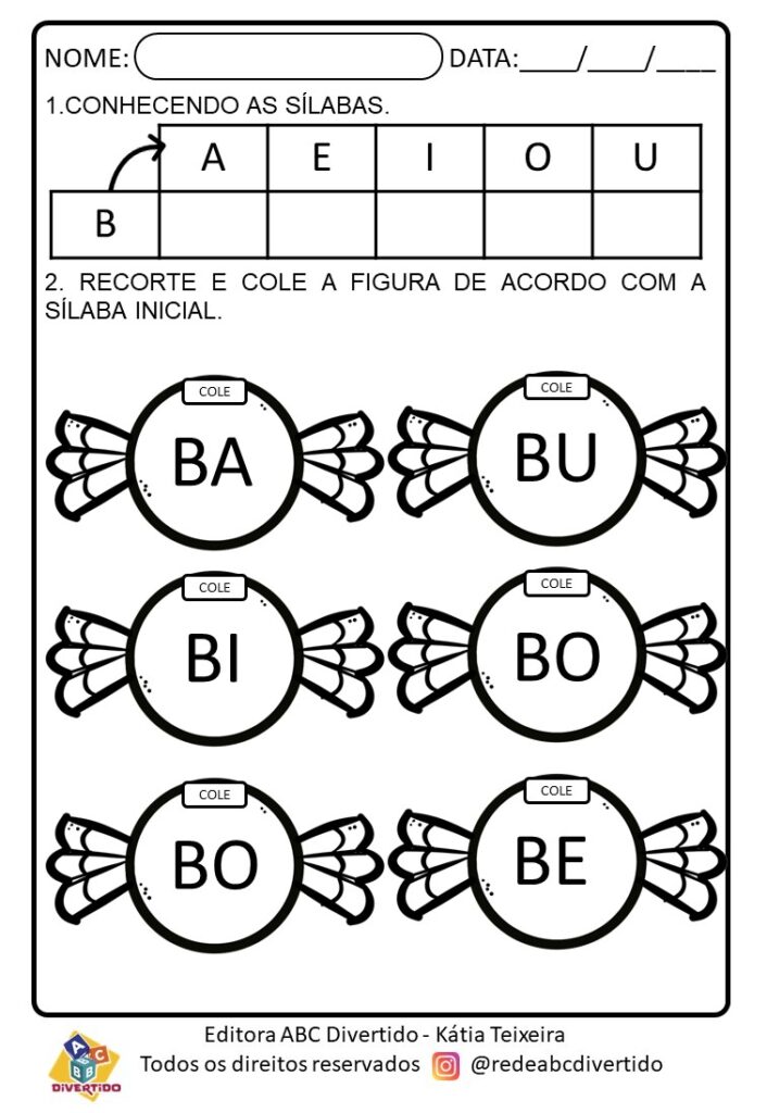 Atividades Com A Letra B - Alfabetização Sílabas Simples