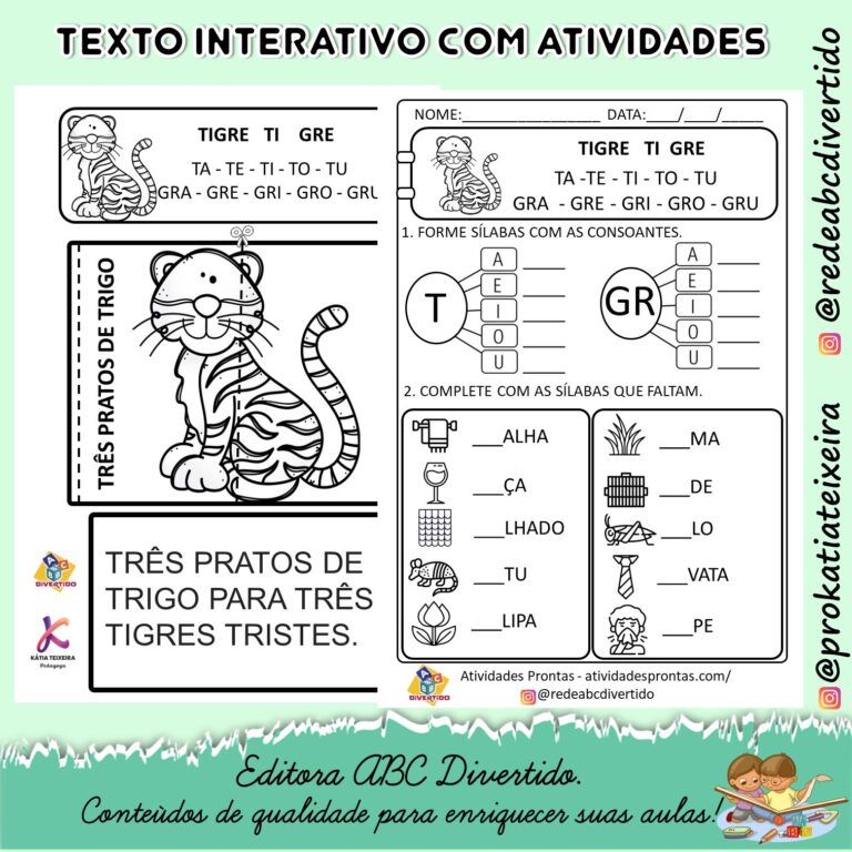 Atividades trava – língua três pratos de trigo