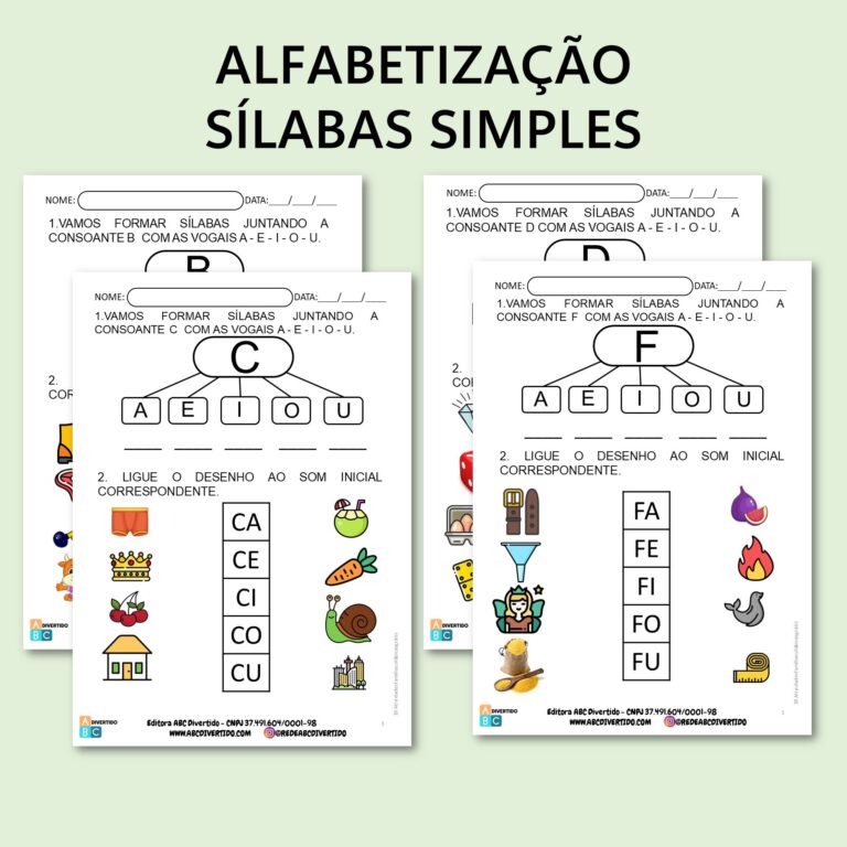 21 Atividades de Alfabetização Sílabas Simples em PDF