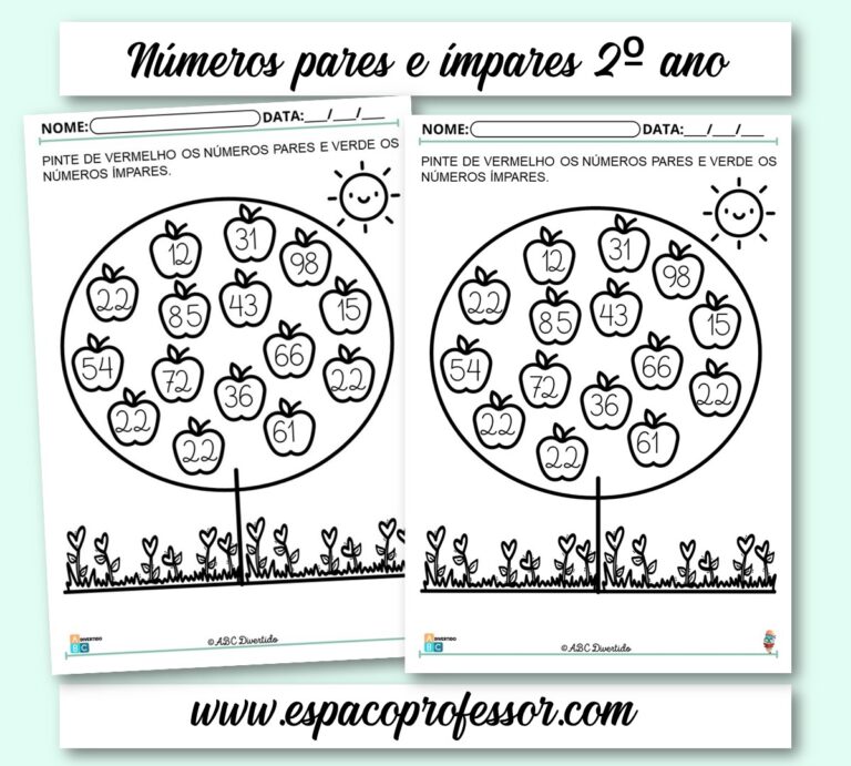 Números pares e ímpares atividades 2º ano