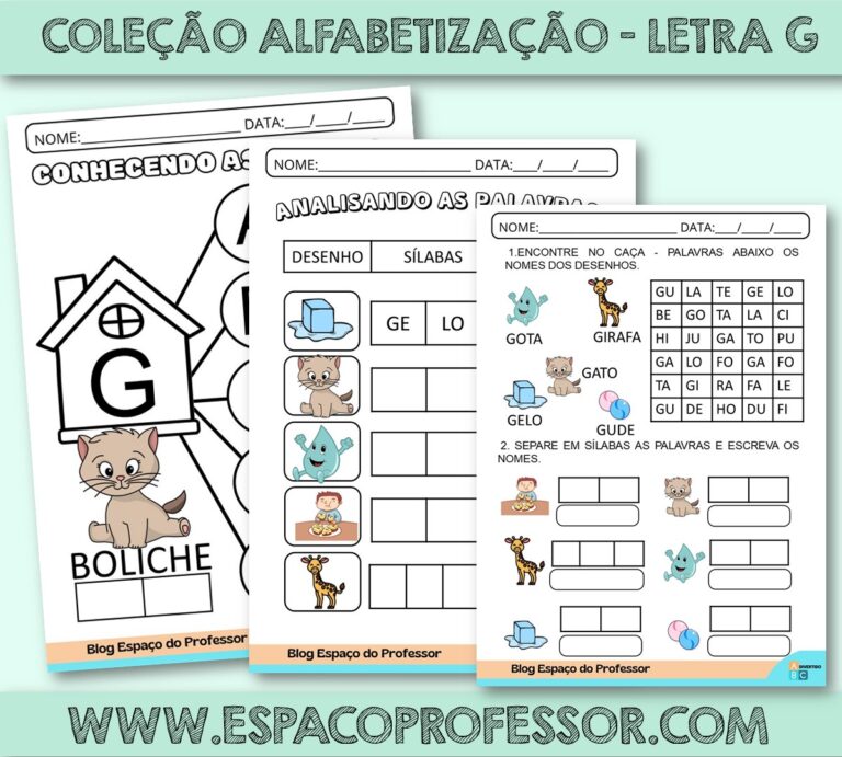 Atividades Letra G em PDF – Atividades de Alfabetização