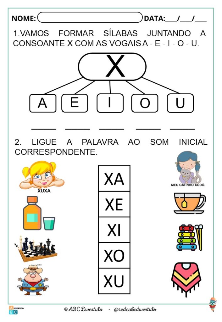 Atividade com a Letra X – Atividade de Alfabetização